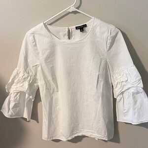 J. Crew White Ruffle-Sleeve Blouse